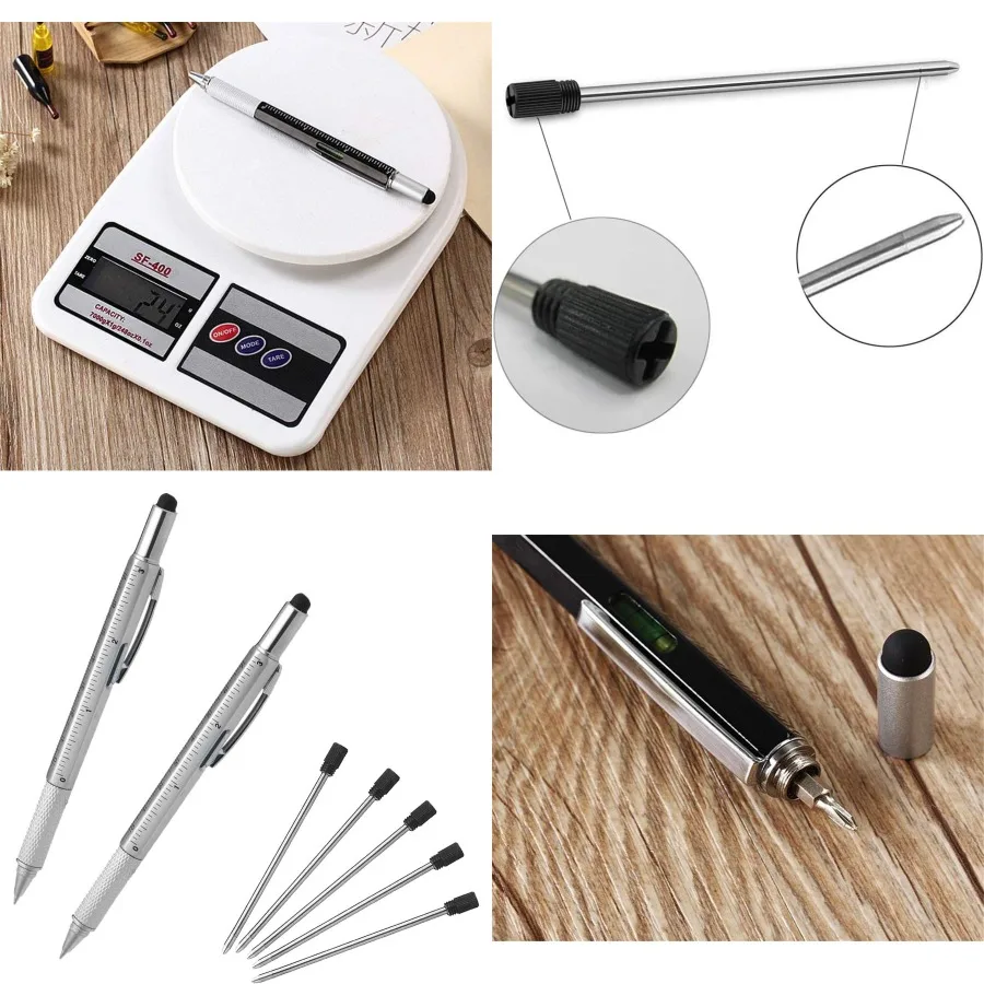 

Многофункциональная ручка-инструмент 6 в 1, шариковая ручка, стилус для сенсорного экрана, линейка, уровень, отвертка с плоской головкой и крестообразным шлицем для