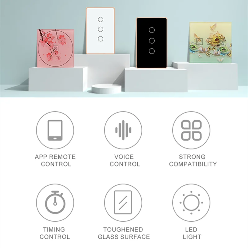 Tuya Smart Home Zigbee Metal Frame Waterproof Touch Light Switch EU/US/UK/AU Standard Neutral 4 Gang Wall Sensor Switch