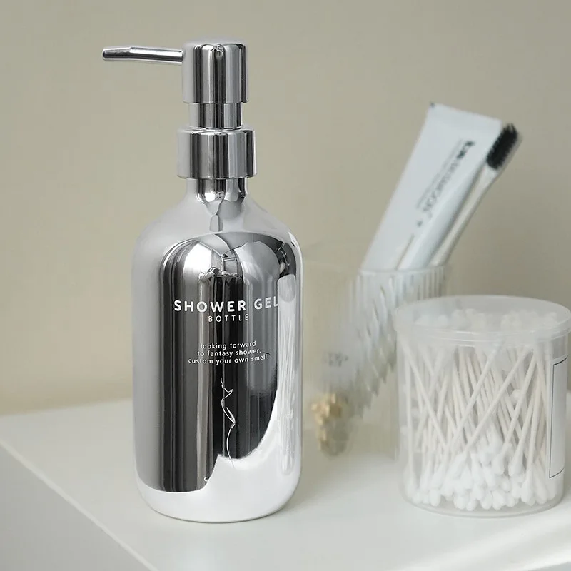 500ML Light Luxury Wind Press Lotion Separate Bottle Bathroom Electroplating Silver Replacement Bottle Separate Bottle