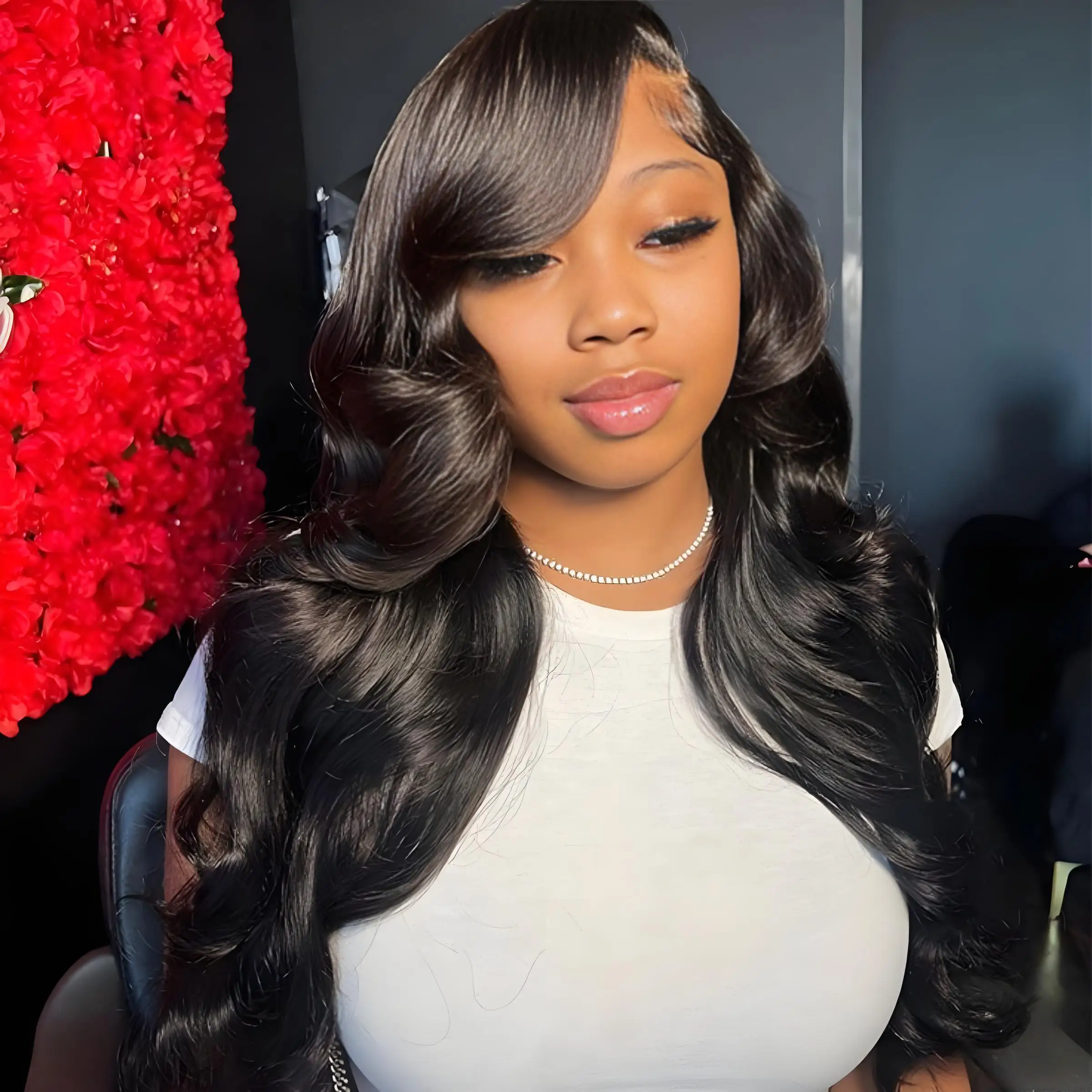 

Парик из бразильских волос с эффектом свободной волны, плотность 250, длина 40-46 дюймов, с HD прозрачным кружевом 13x4/13x6, для чернокожих женщин