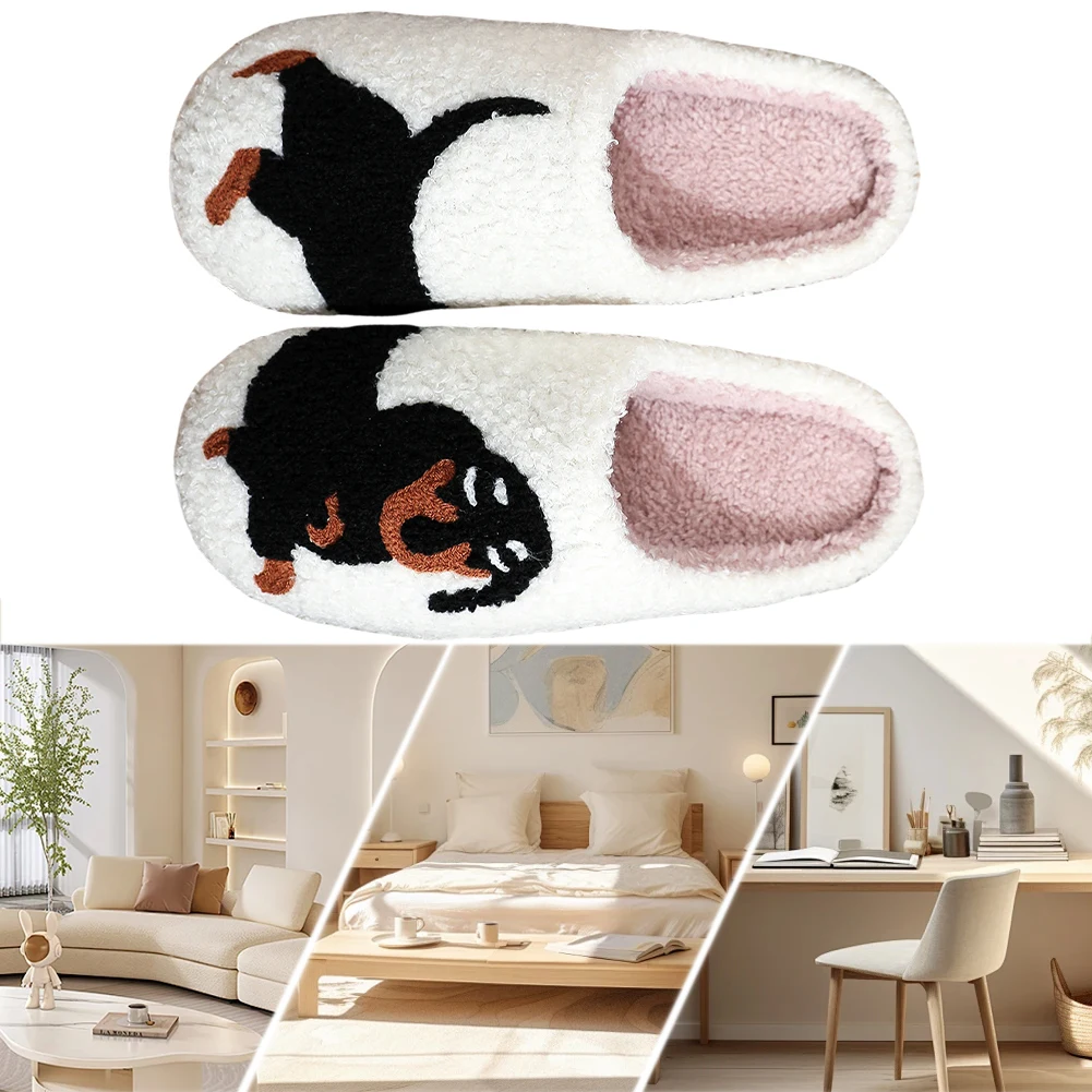 Plush Dachshund Slippers Fuzzy Dog Slippers Comfortable Closed Toe Slippers Cute Fluffy Home Slippers for Outdoor Indoor Bedroom