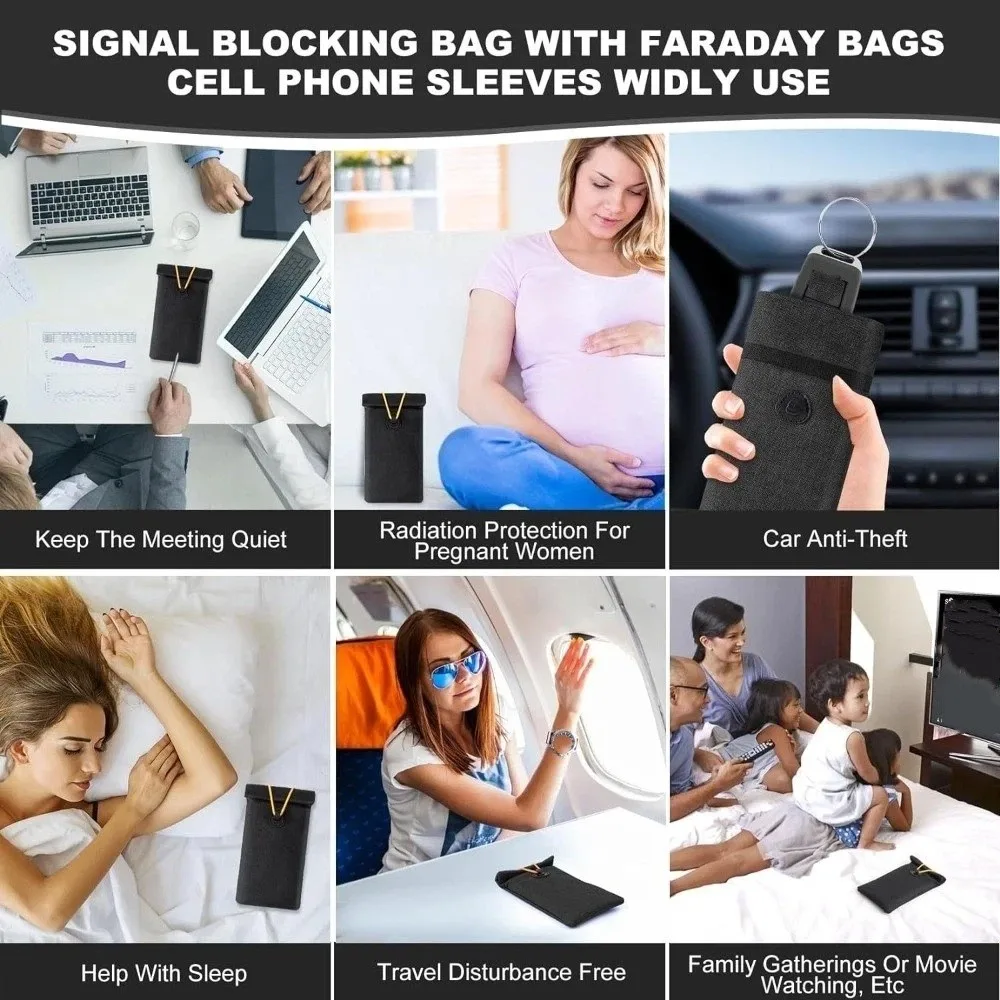RFID Signal Blocking Bag Wear-resistant Durable Shielding Storage Bag Privacy Protection Folding Phone Pouch Travel Use