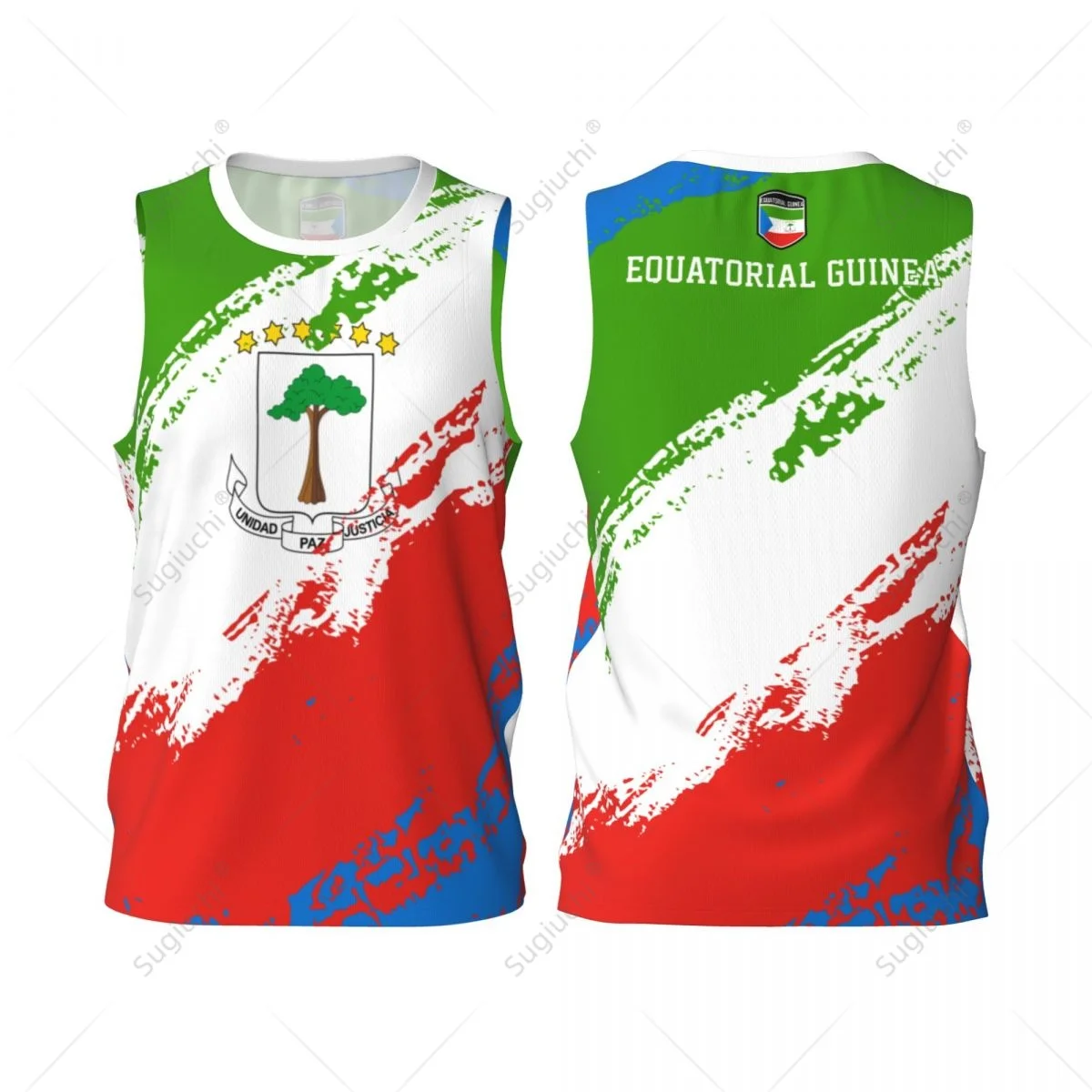 Men Basketball Sports Equatorial Guinea Flag Running Fitness Multifunction Jersey Sleeveless shirt Custom Name Nunber Exclusive