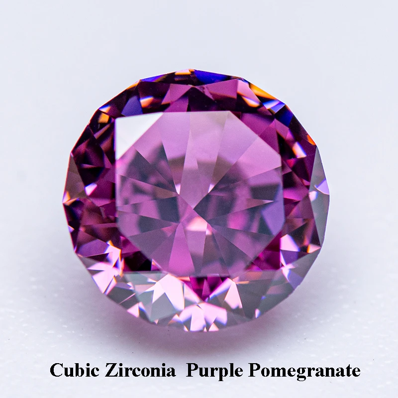 

Cubic Zirconia Crushed Ice Cut Purple Pomegranate Color Round Shape Charms Beads for Jewelry Making Materials No Certificate