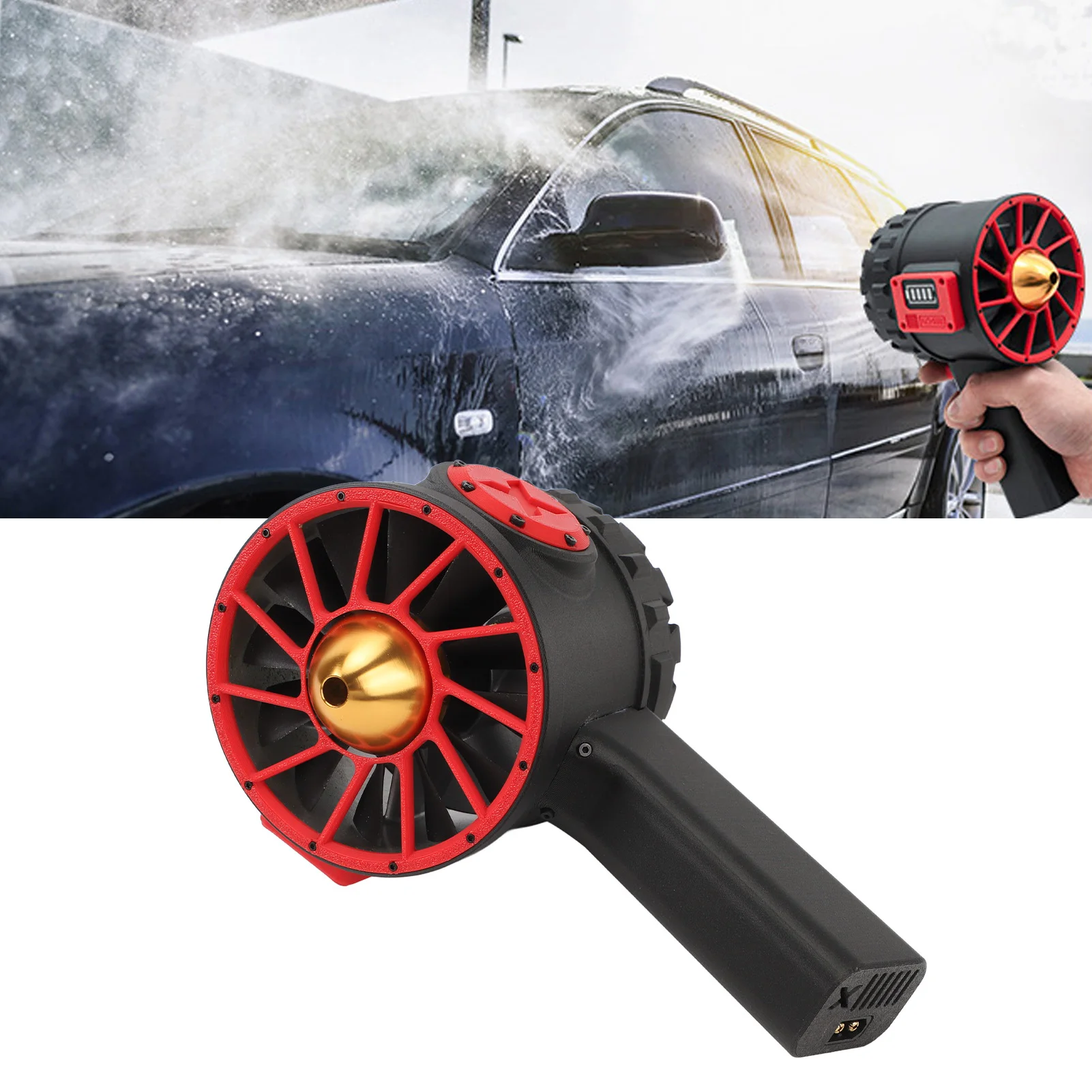 

Воздуходувка 3000 Вт 5000 г Тяга 90 мм Высокоскоростной канал Бесступенчатое регулирование скорости Мини-вентилятор 16,8‐25,2 В