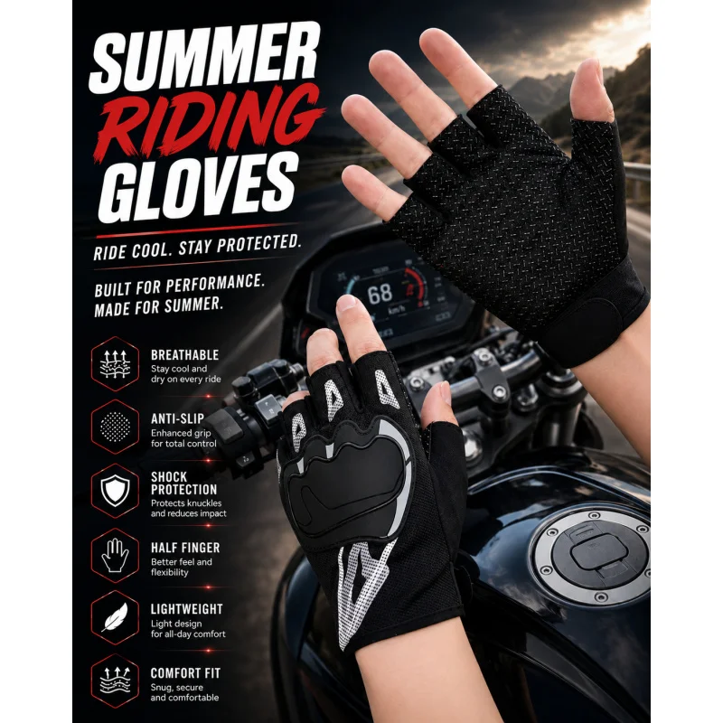 

Men’s Half Finger Cycling Gloves, Thin Breathable Anti-Slip Riding Gloves