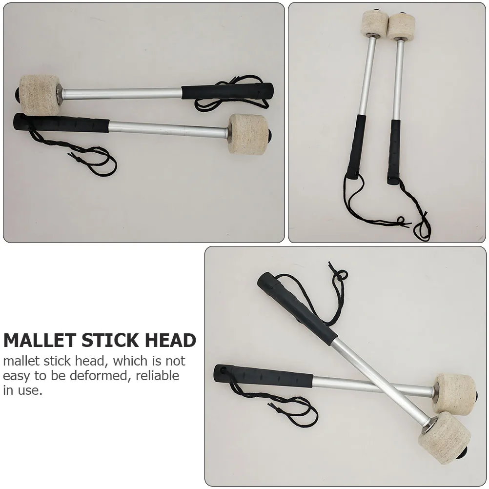

2 Pcs Drum Stick Drumstick Accessories Wool Felt Mallet Stainless Steel Tube Bass Sticks