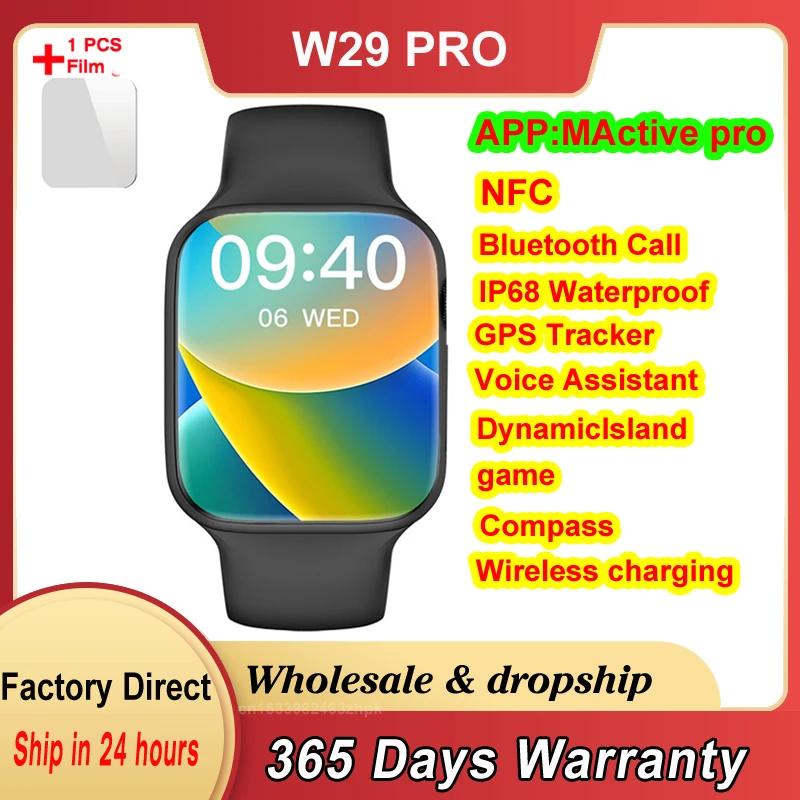 Microwear W29 Pro Smart Watch Waterfall menu Series 9 Compass NFC Game GPS Tracker IP68 Waterproof Bluetooth Call iwo Smartwatch