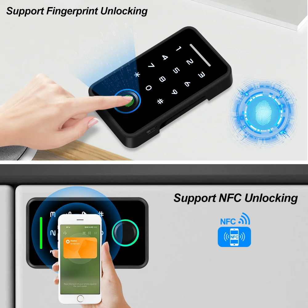 Imagem -04 - Tuya Smart Fingerprint Gaveta Fechaduras Bluetooth Teclado Rfid Sistema Biométrico Senha Eletrônica do Armário Lock App Desbloqueio Remoto