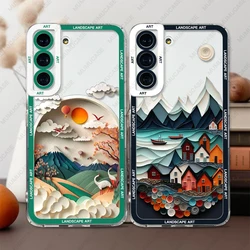 Etui do Samsung Galaxy S24 S20 S21 FE S22 Plus S23 Ultra A22 A54 5G Soft Cover Landscape Art