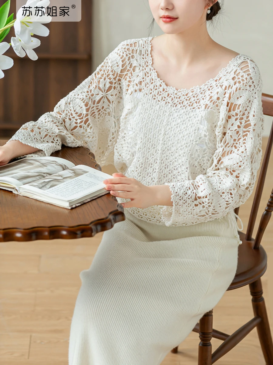 

Handmade DIY Lace Crochet Cotton Yarn Ball Material Kit Summer 2023 Floral Patchwork Shirt Dressing Fabric for Clothing Making