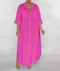 Vestido de manga comprida com peito único feminino, vestido solto, gola meia aberta, vestido de franja, monocromático, moda europeia e americana, vestuário