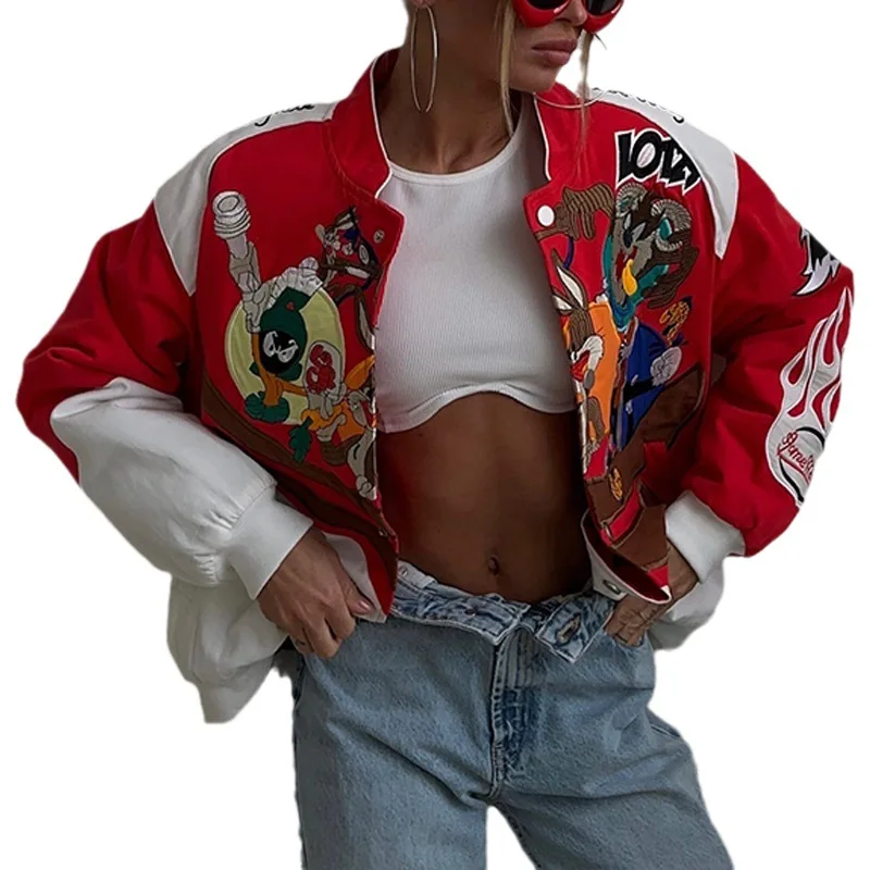 2024 Fall Hot Women's Bomber Jacket Street Casual Sports Trend Hip Hop Harajuku Style Jacket Outdoor Motorcycle Top