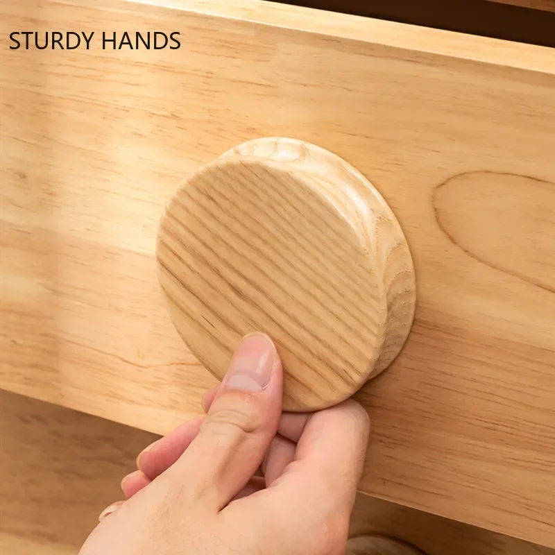 Round Single Hole Cabinet Knobs Furniture Solid Wood Handles Desk Drawer Pulls Door Handle Home Kitchen Hardware Accessories