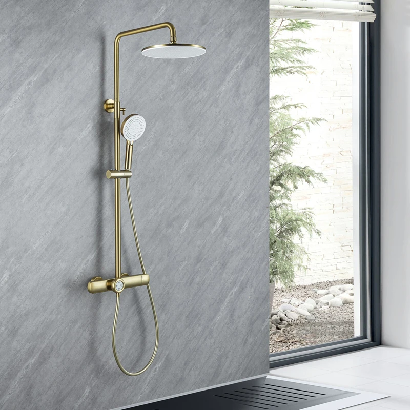 CDBM Sanitary Fixture 73095 Solid Brass Bathroom Shower Set with Sliding Bar, Hot & Cold Water Shower System HST-049H