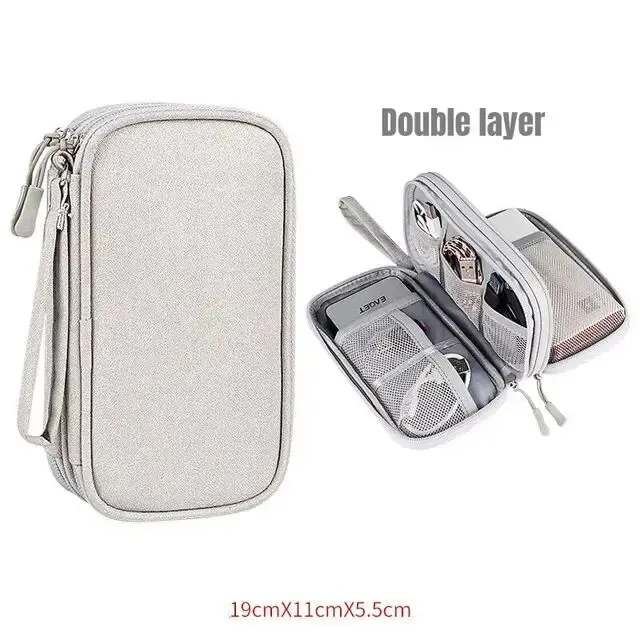 1Pc NIEUWE Reisorganisator Tas Kabelopslag Organisatoren Pouch Draagtas Draagbare Waterdichte Dubbele Lagen Opbergzakken Kabelsnoer