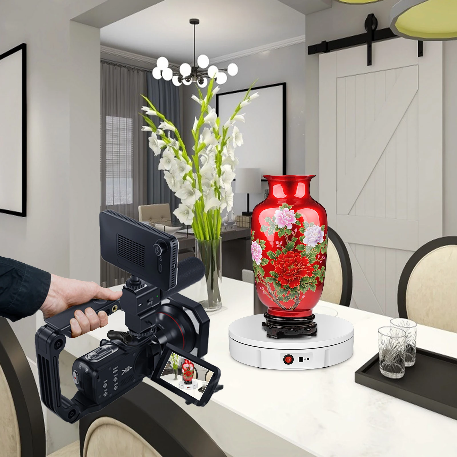 Imagem -04 - Suporte Elétrico Giratório para Exposição Dispositivo Mirror de 110 Graus para Joias Fotografia Vídeos Bateria 220360 v