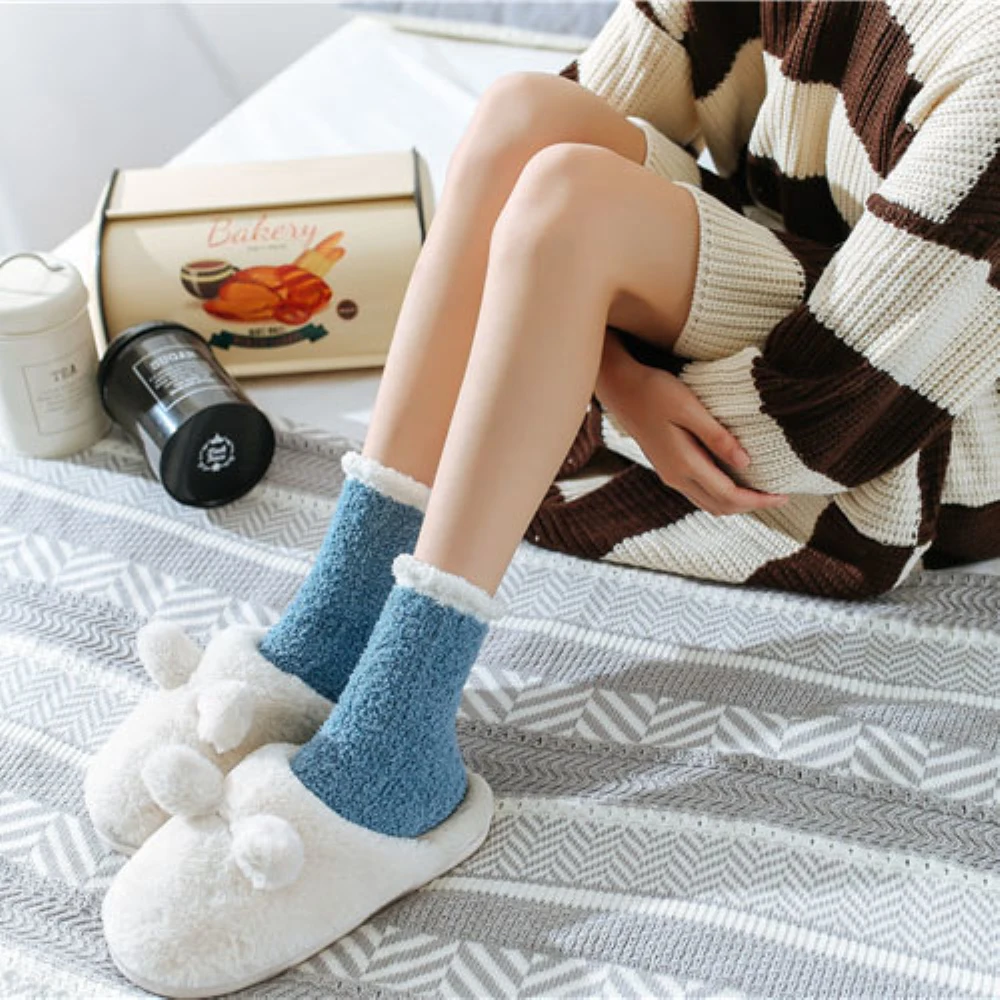 Winter Warmer Women Thicken Thermal Socks Fluffy Long Socks Toe Thick Warm Fur Fleece Home Floor Socks Winter Sleep Socks