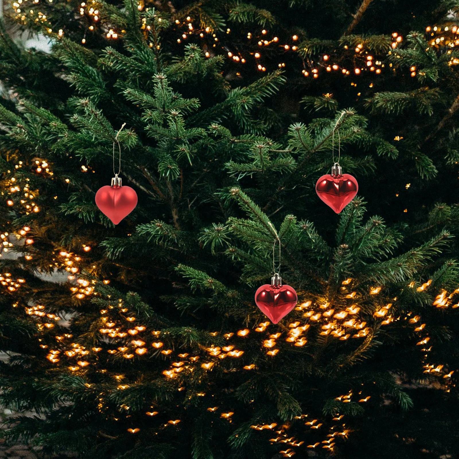 

24Pcs Heart Shape Christmas Decorations Lovely Plastic Hanging Ornaments for Xmas Tree Wedding Party Garden Decoration Hear