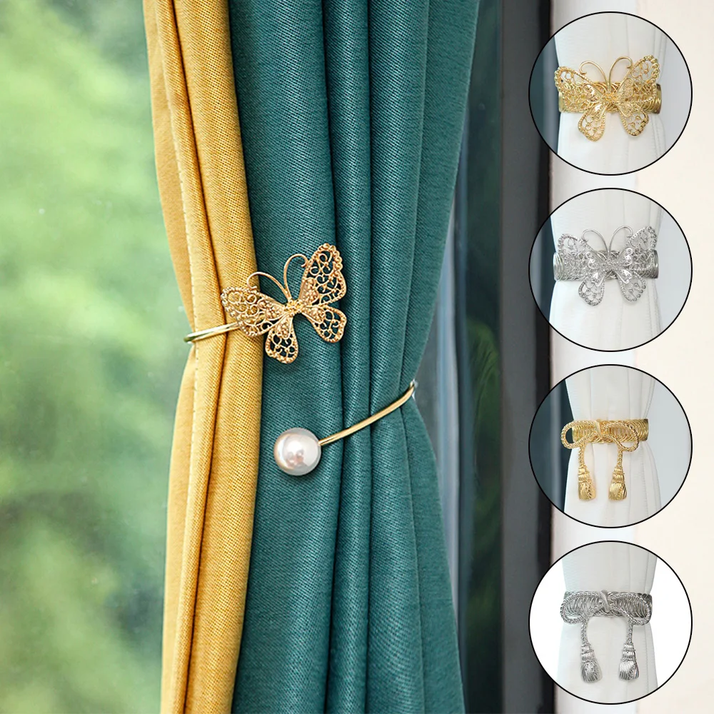 Simple Butterfly Shell Metal Curtain Buckle Curtain Strap Automatic Tightening Curtain Clip Wholesale Fashion Decorative