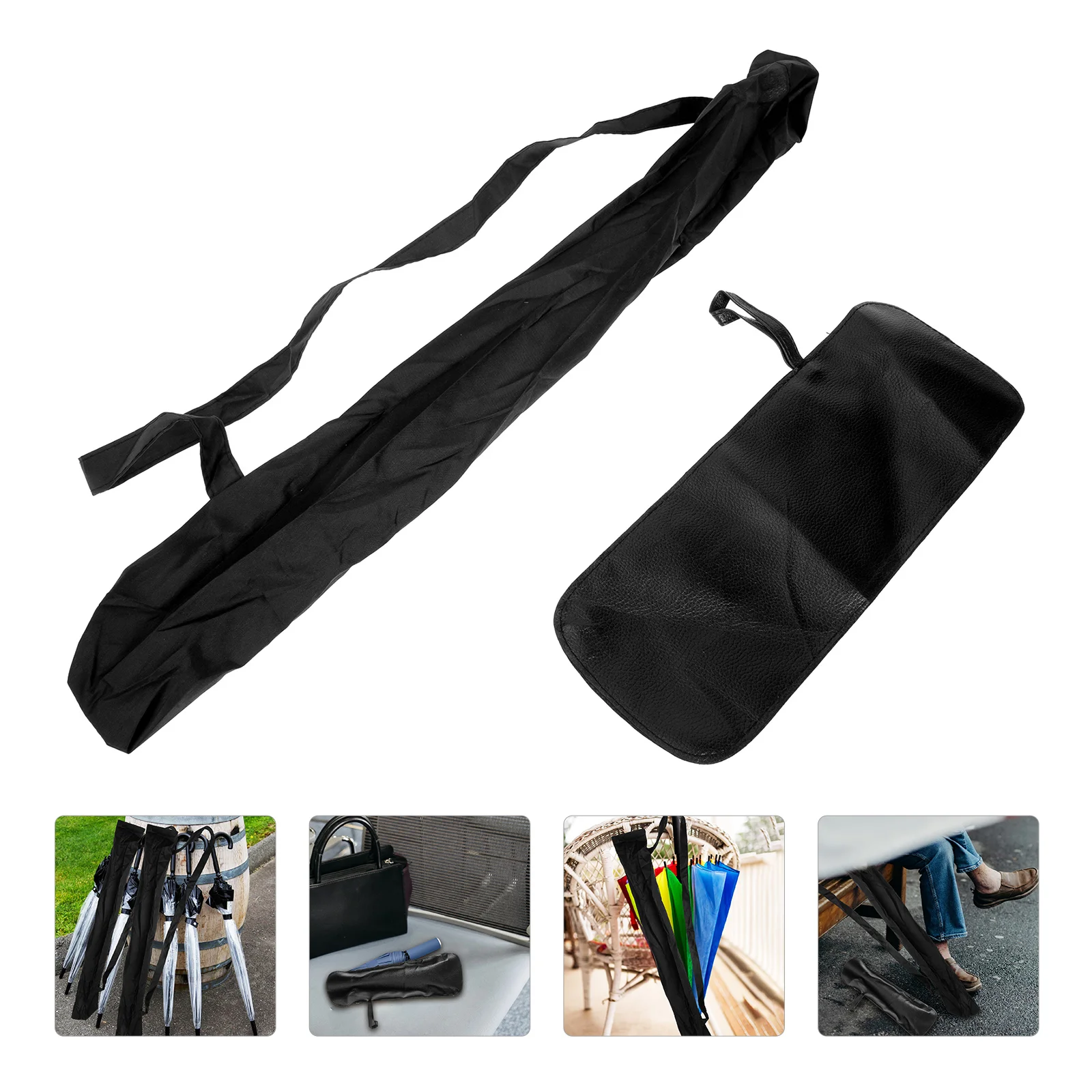 

2 Pcs Beach Umbrella Cover Waterproof Pouch Portable Convenient Bags Long Handle Holder Black Storage Travel