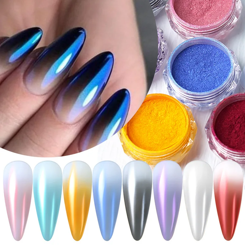 Neon Pearl Powder Gradient Glitter Mirror Metallic Effect Nail Art Dust Gel Polish Chrome Pigment Manicure Decorations