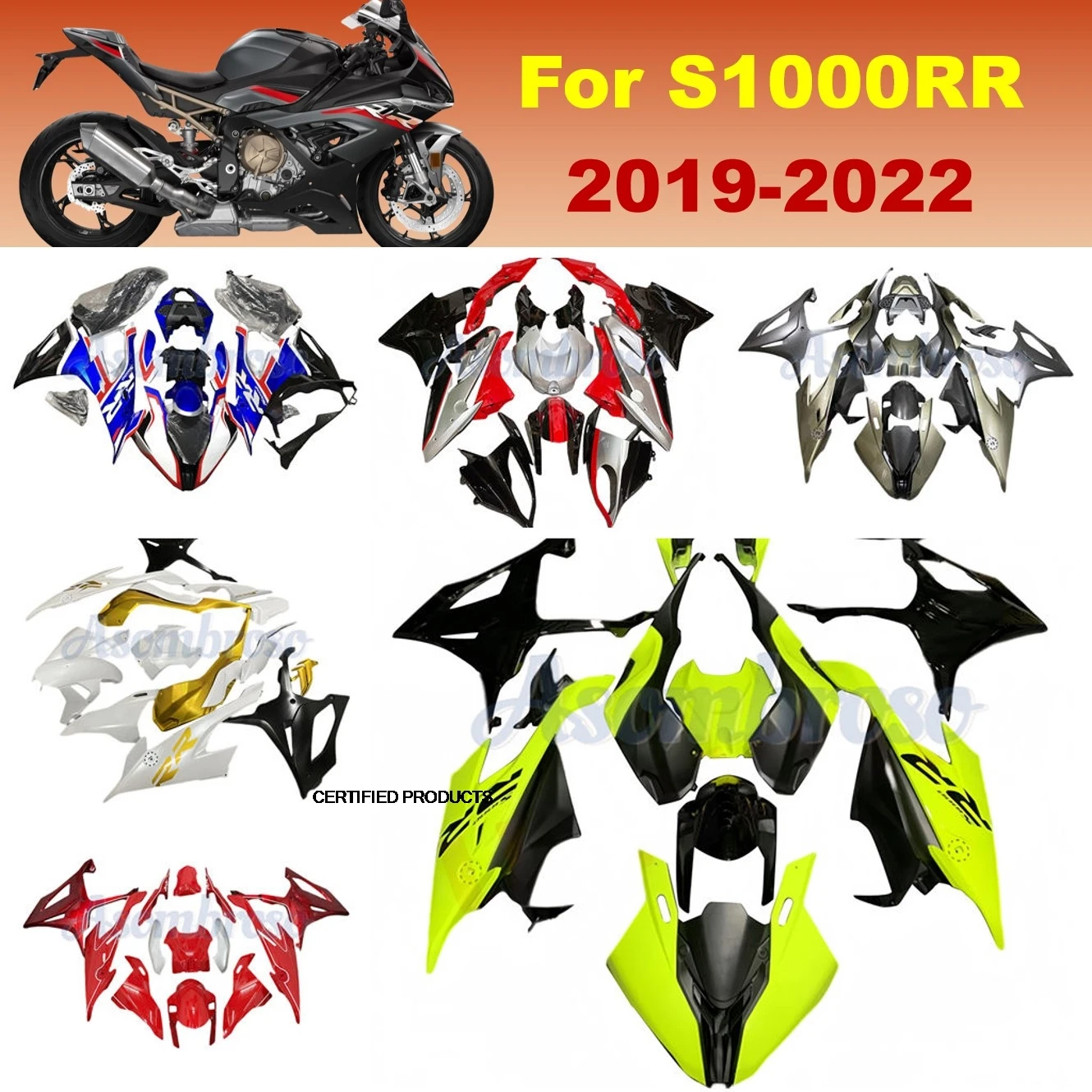 New Premium Fairing kit for BMW S1000RR 2019 2020 2021 2022 s1000 rr S1000 Fluorescent Yellow Bodywork Shell Cover