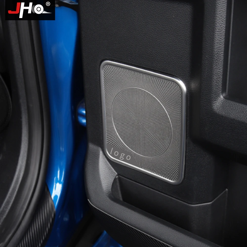 JHO 4PCS Car Door Audio Speaker Horn Decoration Cover Trim Interior Mouldings Sticker for Ford F150 Raptor Limited 2017-2020