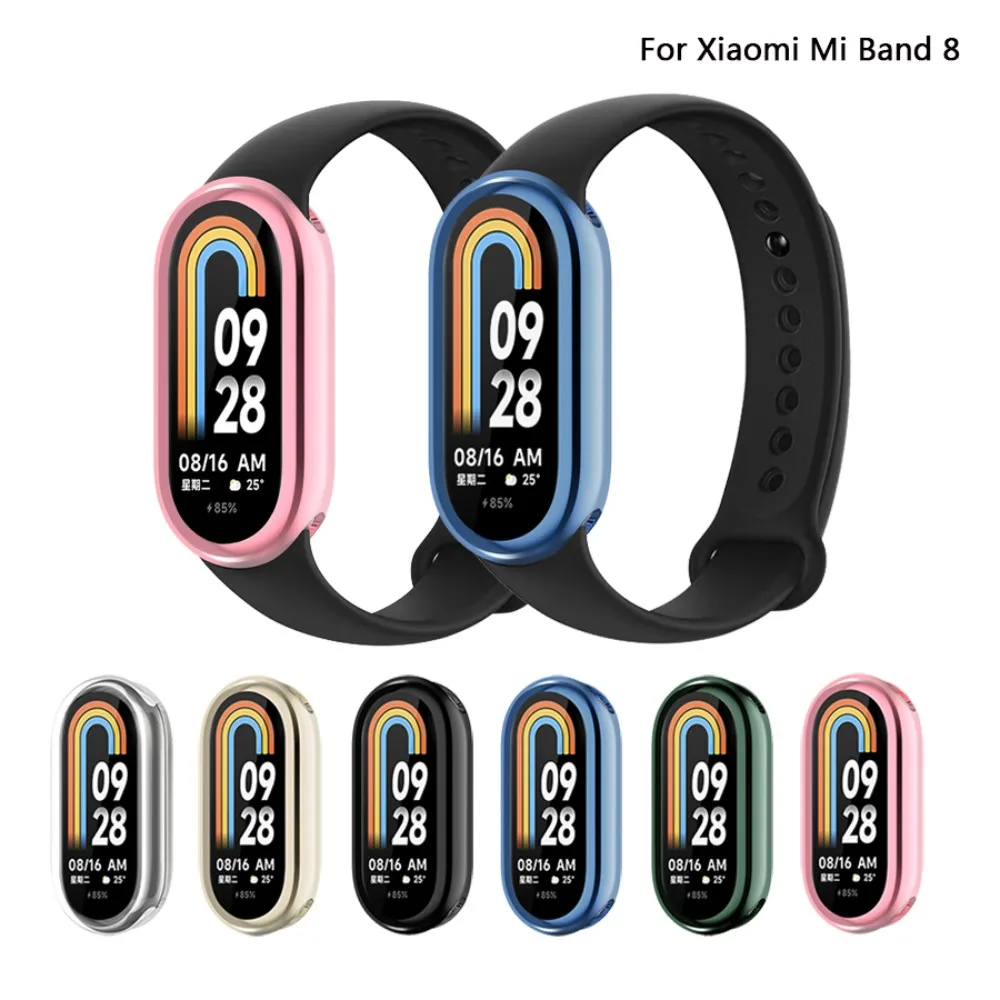 Smart Watch Plated Shell Screen Protector TPU Case Full Coverage Protective Cover For  Mi Band 8