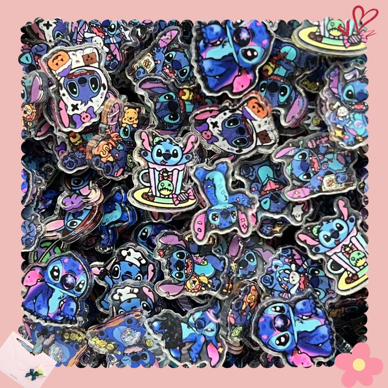 10/50 pz Sanrio Stitch casuale fai da te fatto a mano ciao Kitty Kuromi My Melody Patch acrilico animazione ciondolo decorazione regali moda