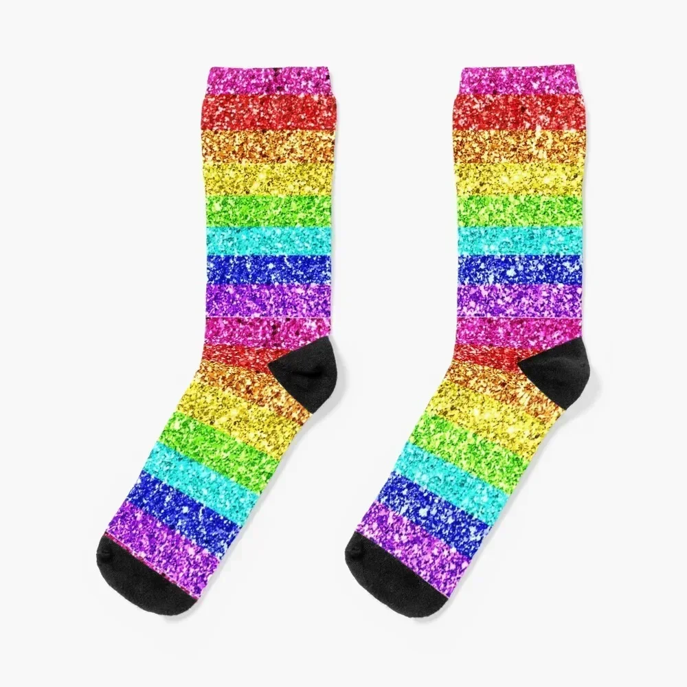 

Rainbow Glitter Socks compression hiking anime cotton Boy Child Socks Women's