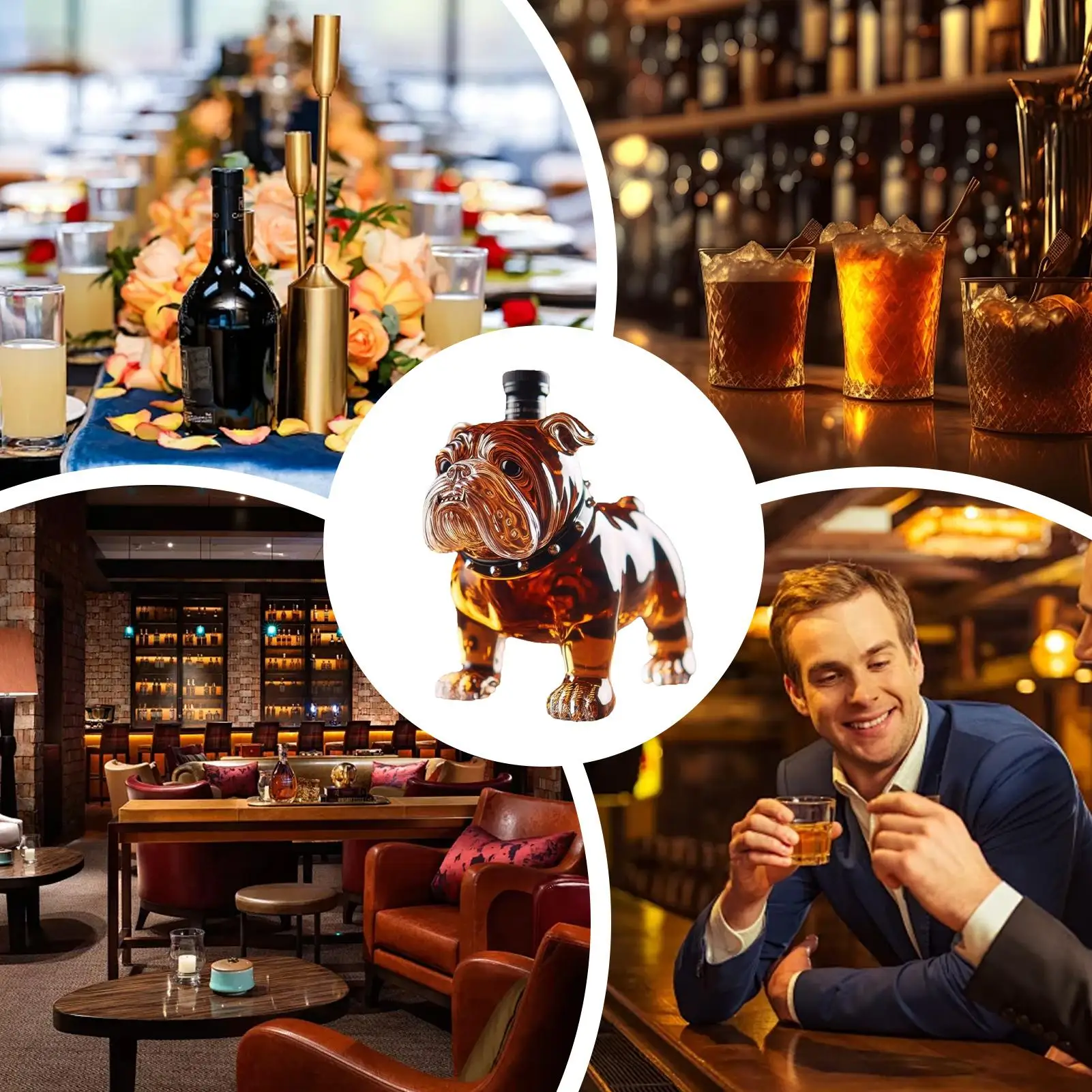 300 ml Bulldogge-Whisky-Flasche, Rotwein, Alkohol, Likör, Glas, Dekanter, Sammlerstücke, Likörflaschen für Restaurants, Regale