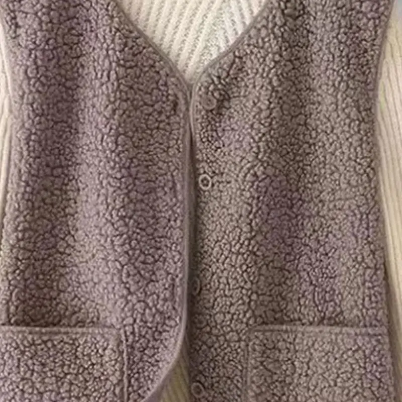 Thick Fleece Vest Winter Plush Outerwear 2025 plus size Women's Fleece Vest XXXL-6XL Button Down Sleeveless Jacket Fuzzy Vest