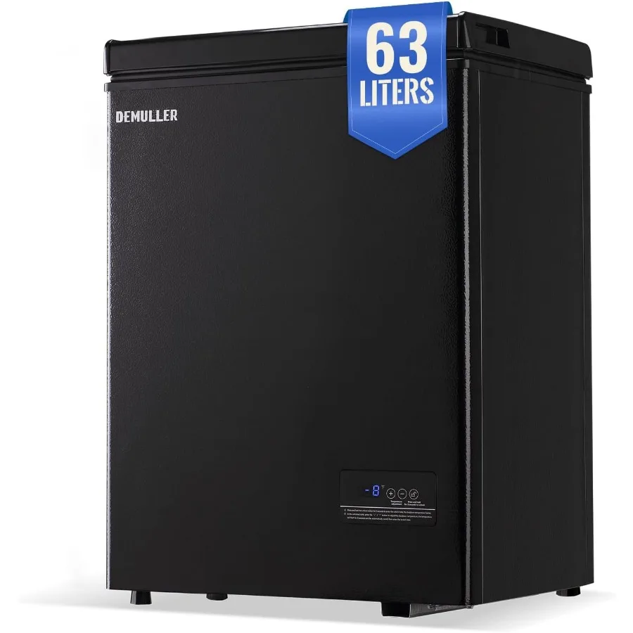 

63L Mini Deep Freezer with Electronic Temperature Control Panel Small Chest Freezers with Two Baskets Black -12 to 50 Ideal for