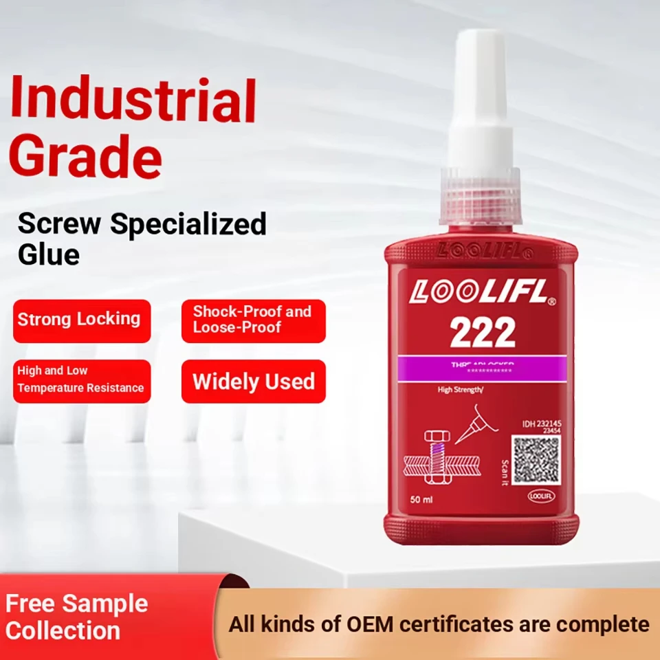 Loolifl,222 Low-Strength Thread Locking Agent, Used for Threaded Rods, Industrial Glue, Removable Anti-Loosening, Anti-Slip, Waterproof, Anti-Rust, Oil-Resistant, Sealing Locking Agent, Removable, Stable