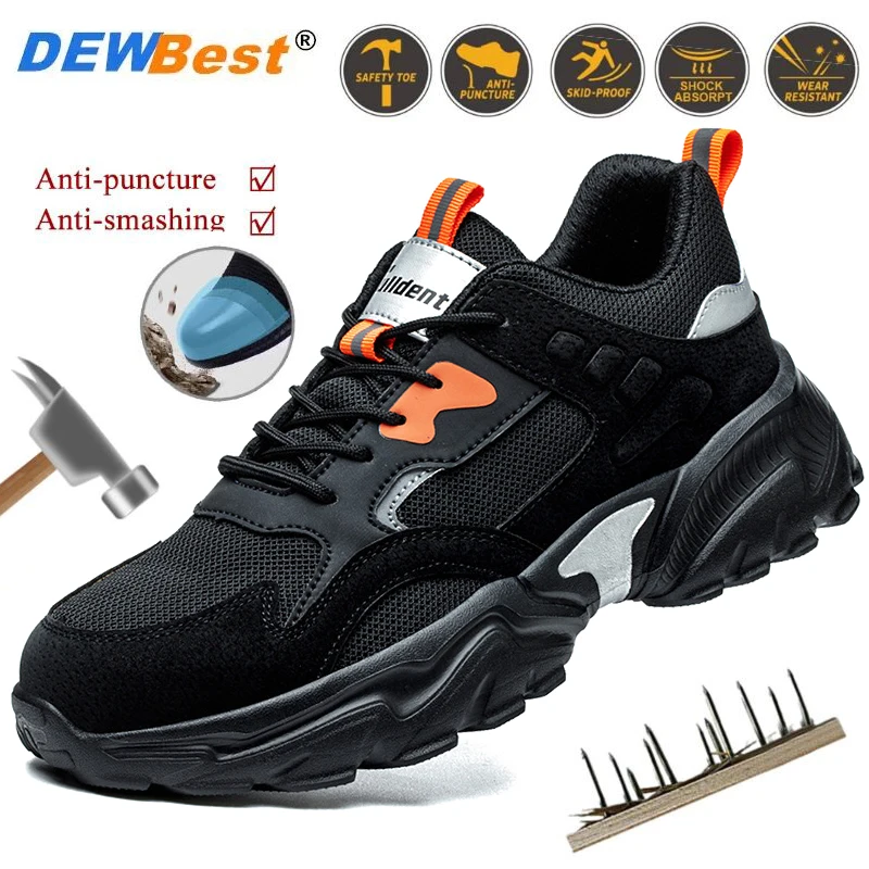 Anti-smash and anti-puncture steel head men's four seasons models breathable and comfortable safety work shoes protective shoes