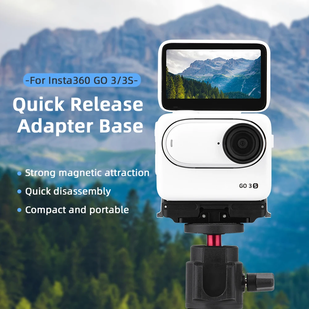 Camera Quick Release Mount with 1/4 Threaded Port Magnetic Quick Release Bracket for Insta360 Go 3/3S Camera Accessories