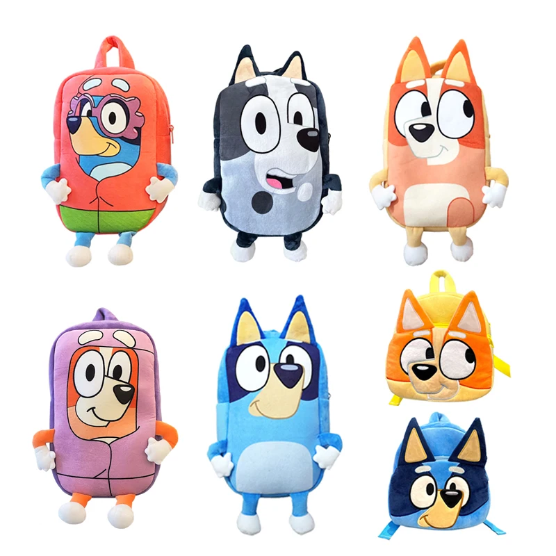 

Bluey Anime Figures Kindergarten Kids Schoolbag Cartoon Bingo Plush Family Backpack Picnic Travel Photo Snack Bag Children Gifts