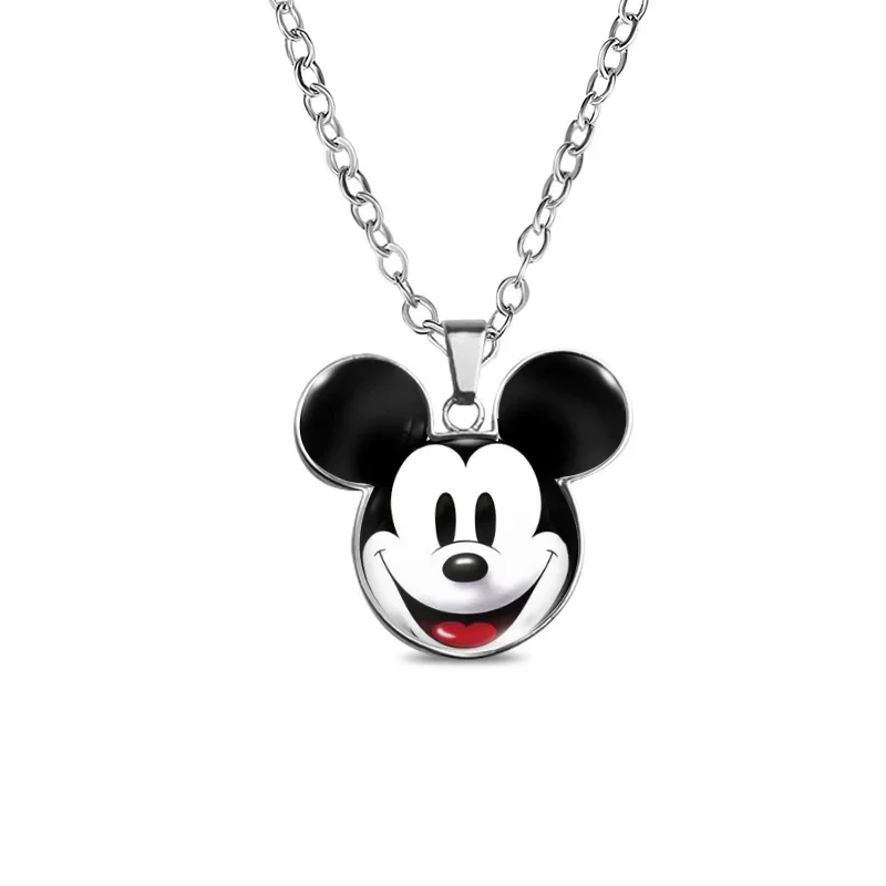 Disney Necklace Mickey Mouse Head Shape Necklace Pendant Donald Duck Sweater Fashion Jewelry Chains Kids Gift for Friends Kawaii