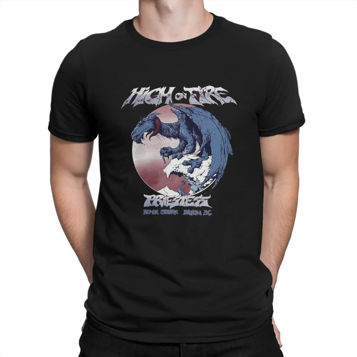 Blue Goat Dragon Men T Shirt Hellacopters Novelty Tee Shirt Short Sleeve O Neck T-Shirts Cotton Birthday Gift Tops