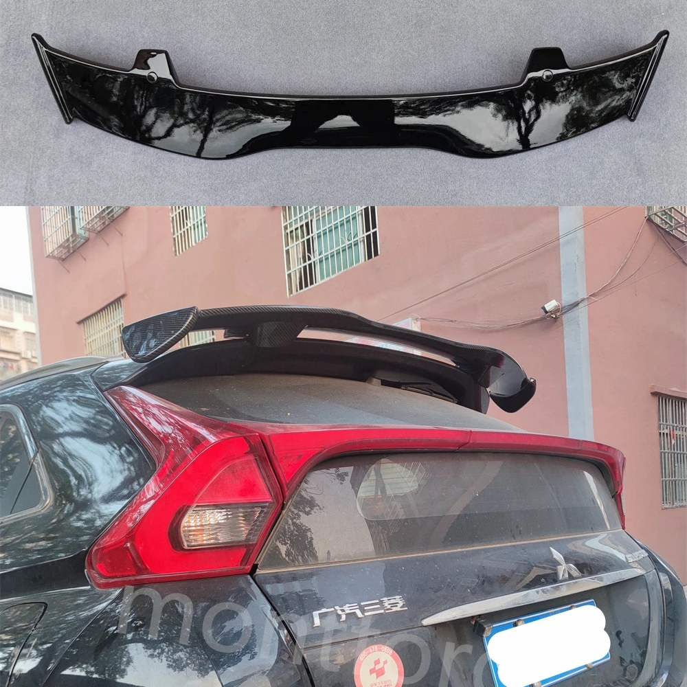 For Mitsubishi Eclipse Cross 2018 20120 2022 Spoiler ABS Plastic Carbon Fiber Look Hatchback Roof Rear Wing Body Kit Accessories