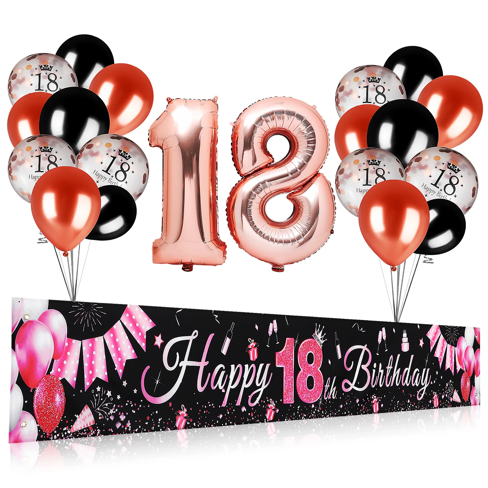 

1Set Birthday Party Decorations Set Easy Setup Balloon Banner Background Kit for Birthday Holiday Graduation Parties