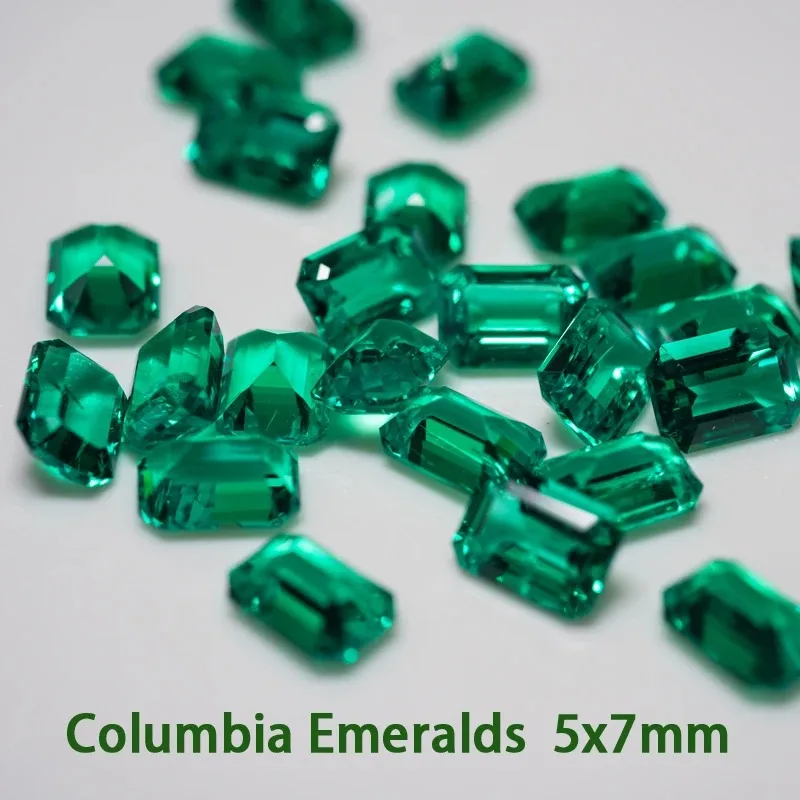 

Lab Grown Emerald Cut Columbia Emeralds Hydrothermal Hand Cutting Advanced Jewelry Making Materials 0.73-1.0ct AGL Certificate