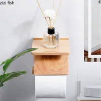 Solid Wood Tissue Holder Toilet Paper Towel Rack Wall-mounted Toilet Roll Holder Napkin Holders Tissue Box Storage Rack Shelf 2