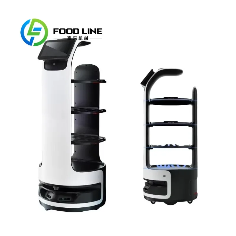 Autonomous 4-Tier Food Delivery Robot Smart Waiter Serving Robot With Touch Screen For Restaurant Cafe Hotel Catering