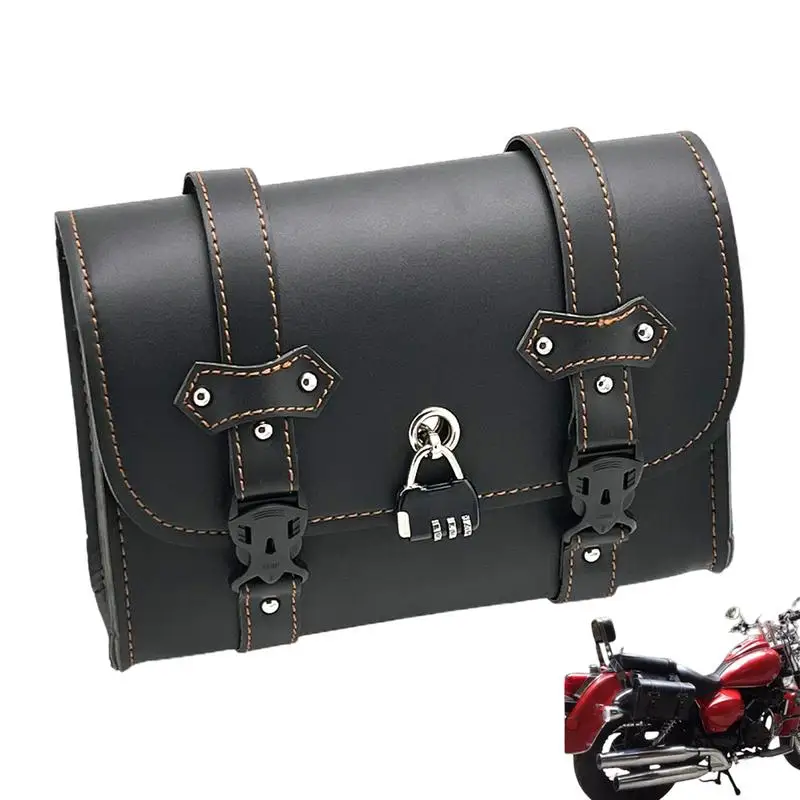 Motorcycle Tool Bag Leather Retro Motorcycle Roll Bag Motorcycle Fork Bag With 2 Straps PU Leather Barrel Bag Water-resistant