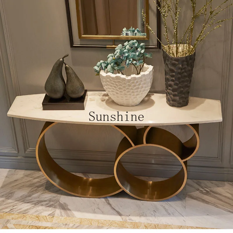 

Postmodern light luxury entrance platform stainless steel simple entrance cabinet