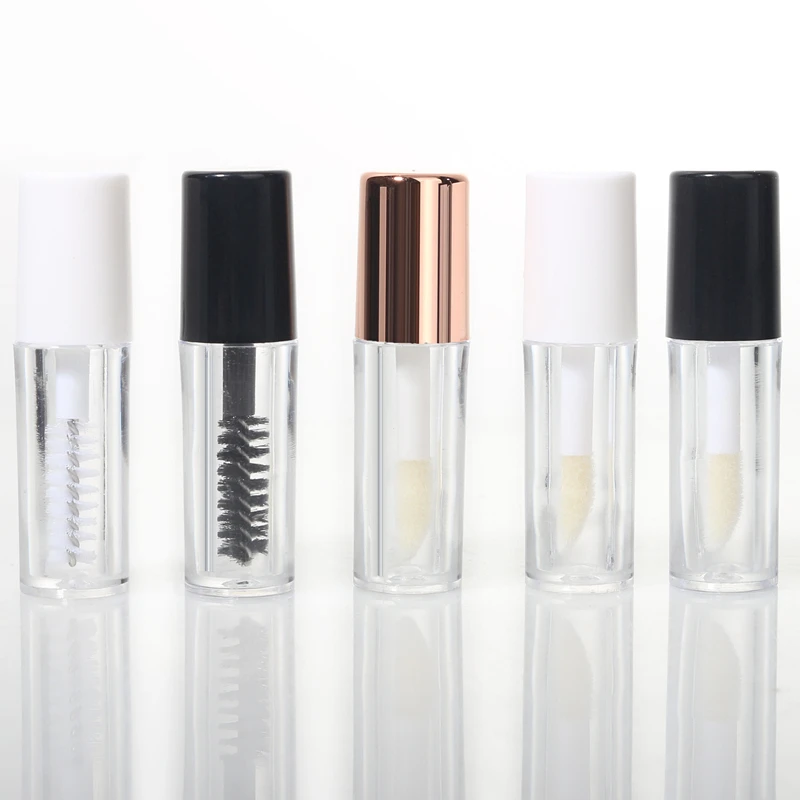 200Pcs Mascara Bottle 0.8ML Empty Lip Oil Sample Mini White Black Liquid Lipstick Packaging Lip Gloss Tube With Brush