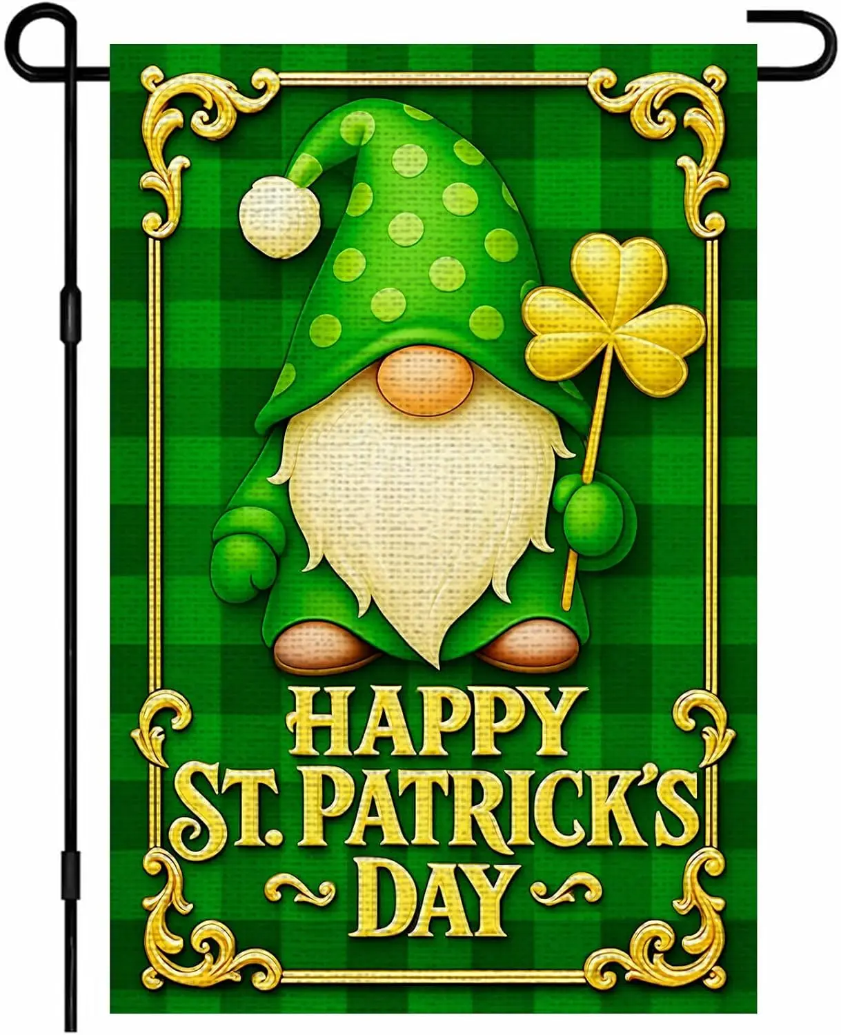 Happy St Patricks Day Garden Flag 12 x 18 Inch Burlap Yard Flag Double Sided Gnome Shamrock Hat Decorative Flags For Home Ou MMZ