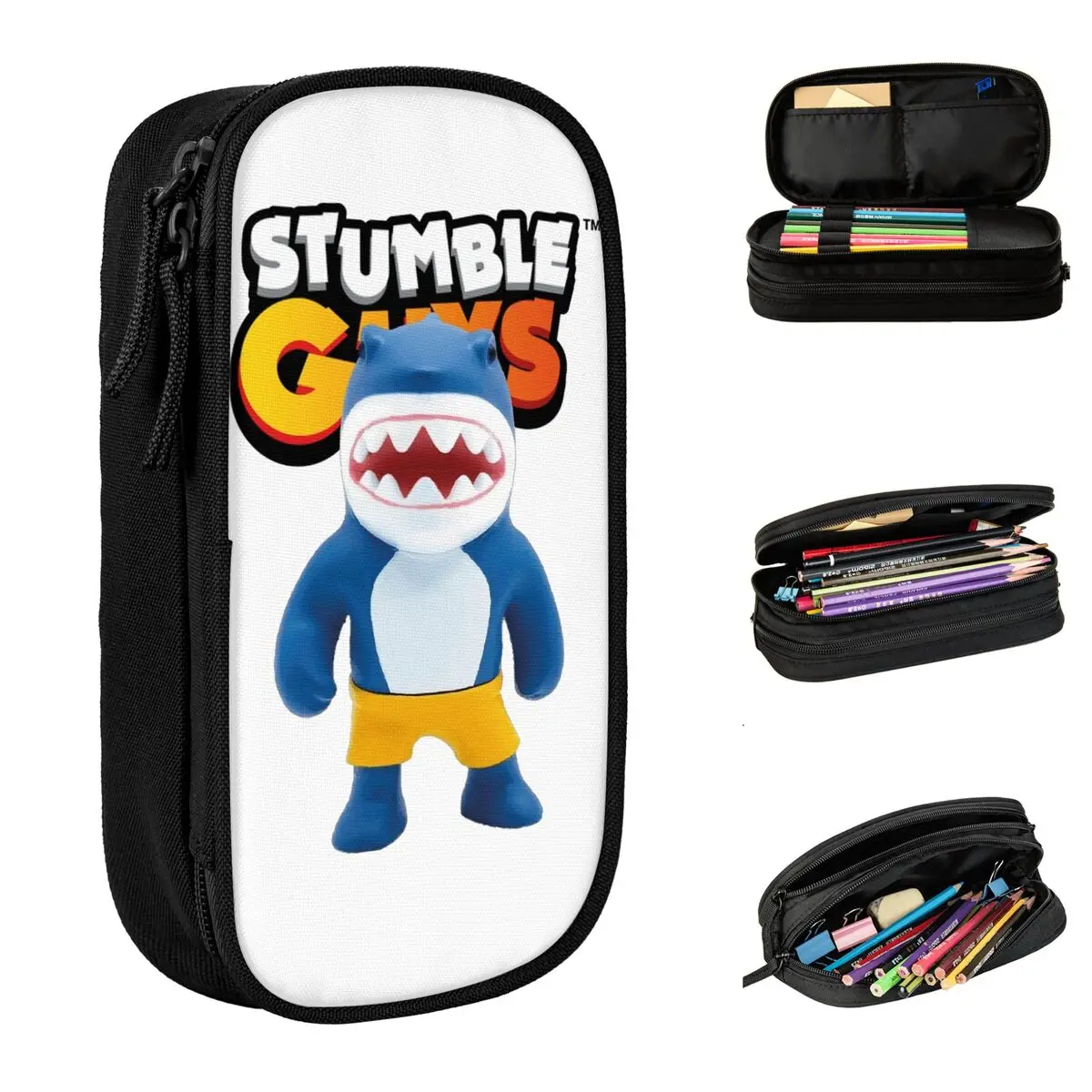 Stumbleguys Shark Pencil Cases Funny Games Pencilcases Pen for Student Big Capacity Bags Office Cosmetic Stationery